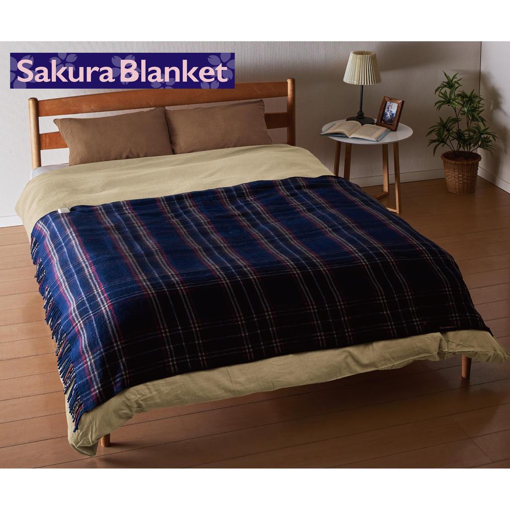 Sakura Blanket Large Size 170 X 130cm Made In Japan Washable Hot Throwket Navy Blue (Sakura Blanket) SAKURA39-TK1(NB)