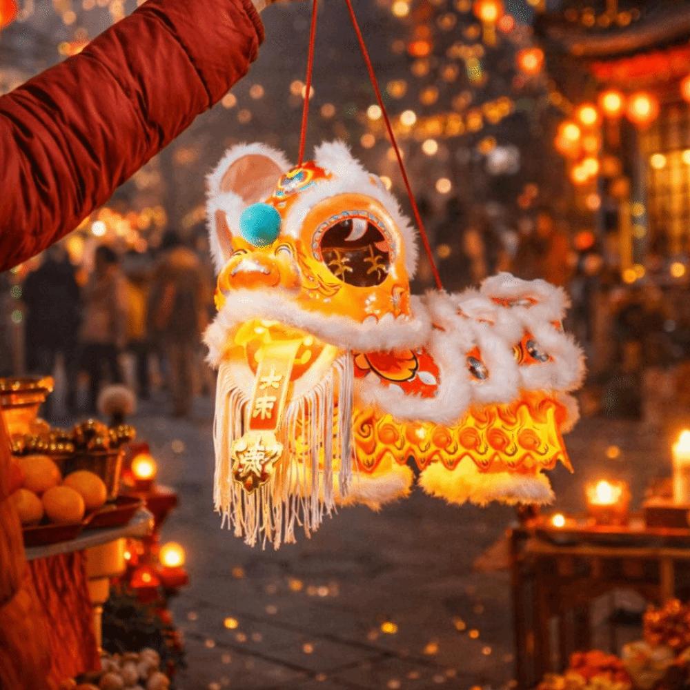DIY Material Package Lion Dance Lantern Paper Luminous Lantern Portable Lantern  Kids Craft