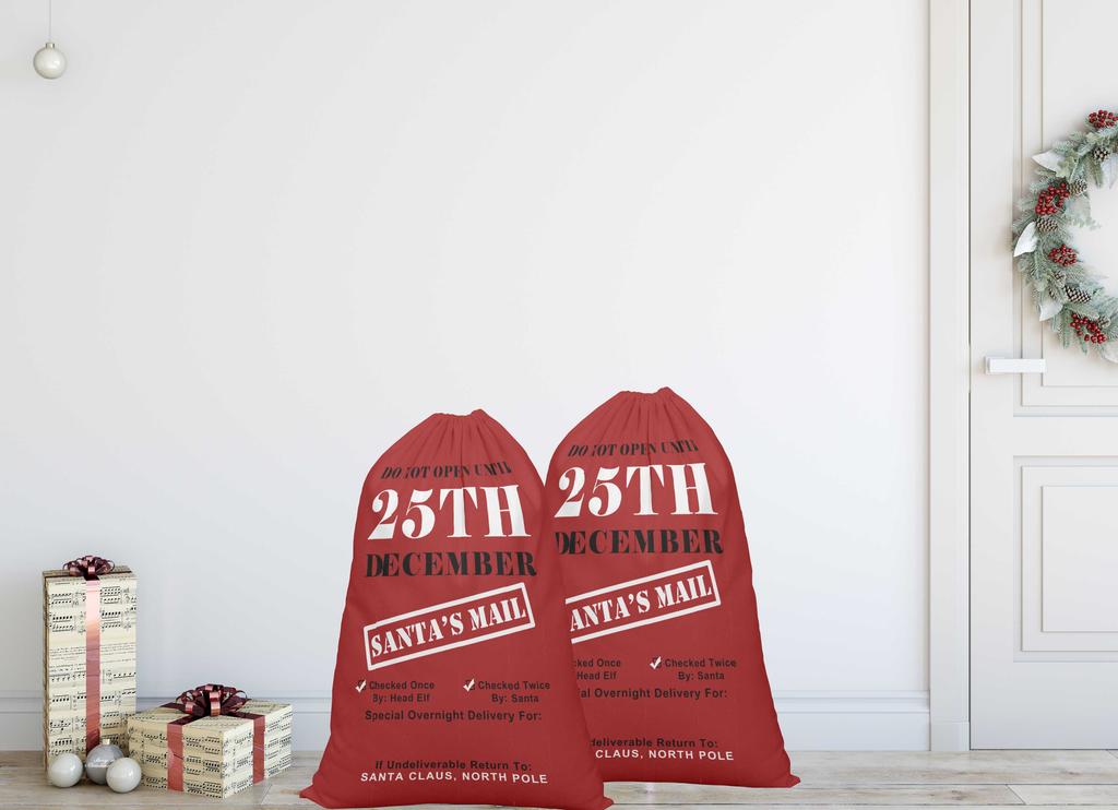 Printtoo Упаковка из 2 шт., сумки для хранения рождественских подарков, большой подарочный мешок Санты с завязкой на рождественской вечеринке 27x20 дюймов