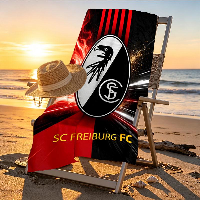 SC Freiburg Print Beach Towel Design, Soft, Lightweight. for Home Bathroom, Spa, Pool, Yoga, Surfing, Camping, Gift for Family, Friend