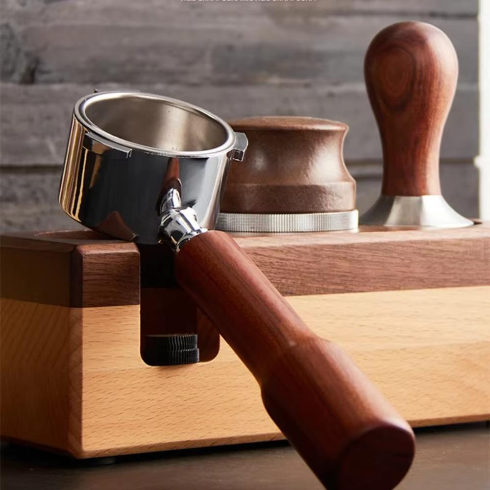 Wood Handle Bottomless Coffee Portafilter 3 Ear Espresso Machine Replacement Parts Barista