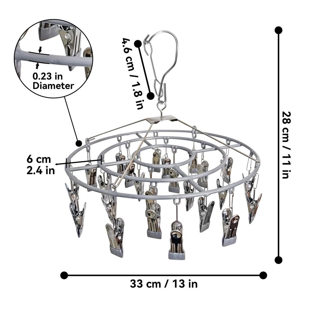 Сушильная стойка для одежды, нержавеющая сталь, вешалка для белья, прочный круглый поворотный ветрозащитный крючок, вешалка для нижнего белья, полотенце, бюстгальтеры, носки, нижнее белье