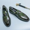 Итальянская мужская повседневная обувь, зеленая модная толстая подошва, деловые туфли для мужчин, роскошные брендовые туфли, мокасины, деловая обувь