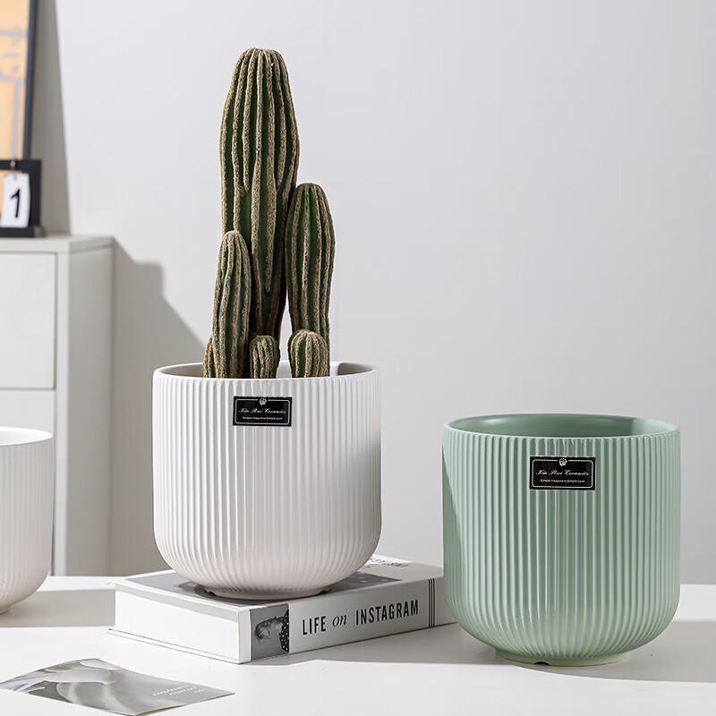 Elegant Ash Blue Ceramic Flower Pot Set