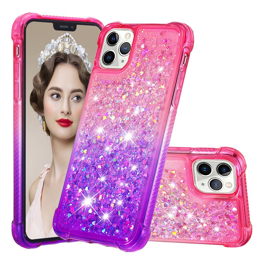 Радужный прозрачный градиент цвета, блестящий жидкий зыбучий песок, любовь, блестки, бампер, чехол для телефона для iPhone, Samsung, Xiaomi, Huawei, мягкая силиконовая задняя крышка