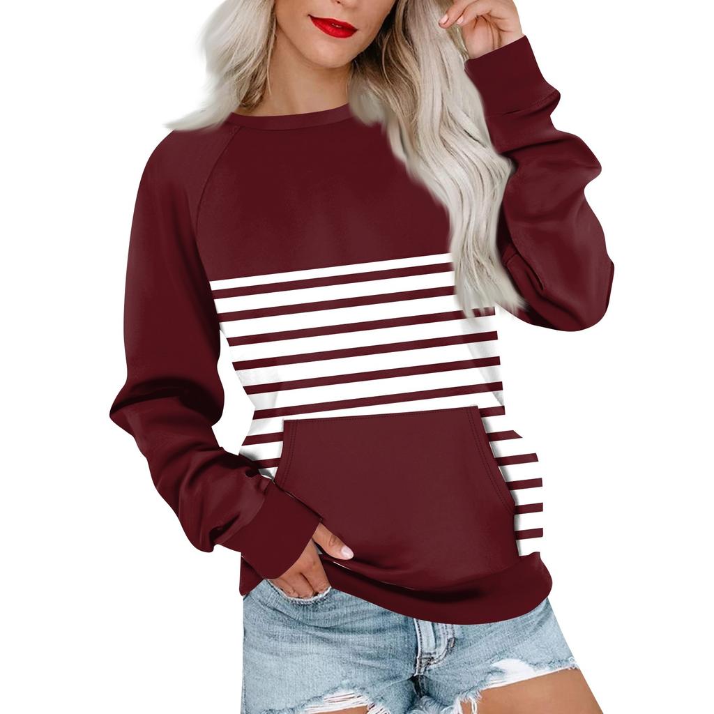 Женская толстовка с длинным рукавом, повседневная, с круглым вырезом, симпатичная, с принтом, легкая толстовка с карманом