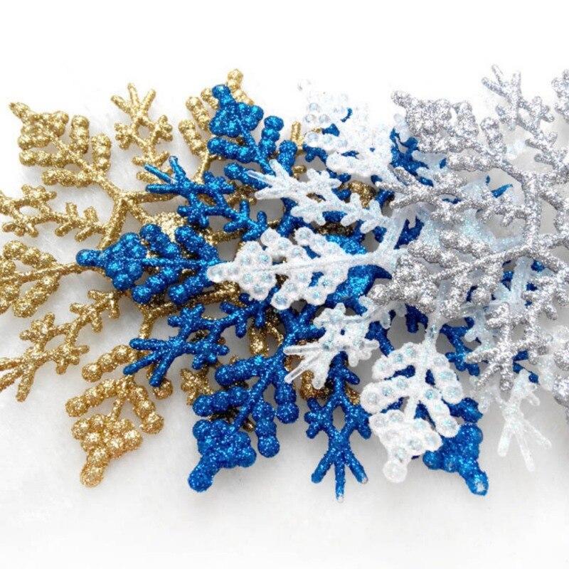 6/12pcs Snowflakes Ornaments Colorful Shining for Christmas Tree