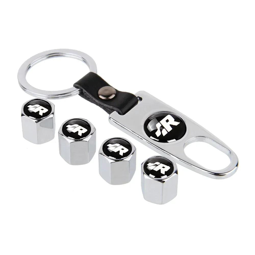 ZDFVU1 Car Wheel Tire Valve Stem Caps with Keychain for Volkswagen VW GTI SRacing Rline R Emblem TOURAN PASSAT GOLF JETTA TOUAREG T-ROC