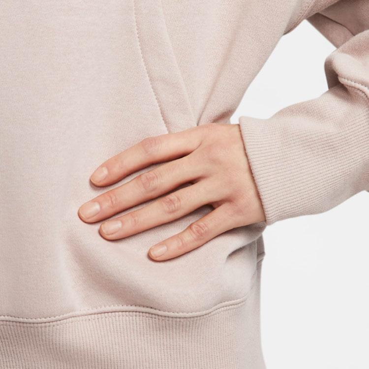 Nike Свитшот с капюшоном и завязками на шнурке, однотонный, женские топы, светло-розовый DQ5858-272