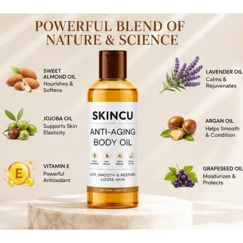 SKINCU Масло для тела, Увлажняющее и питательное масло для ухода за кожей, Помогает улучшить мягкость кожи, Легкий ежедневный уход за телом, Набор из 5 шт.