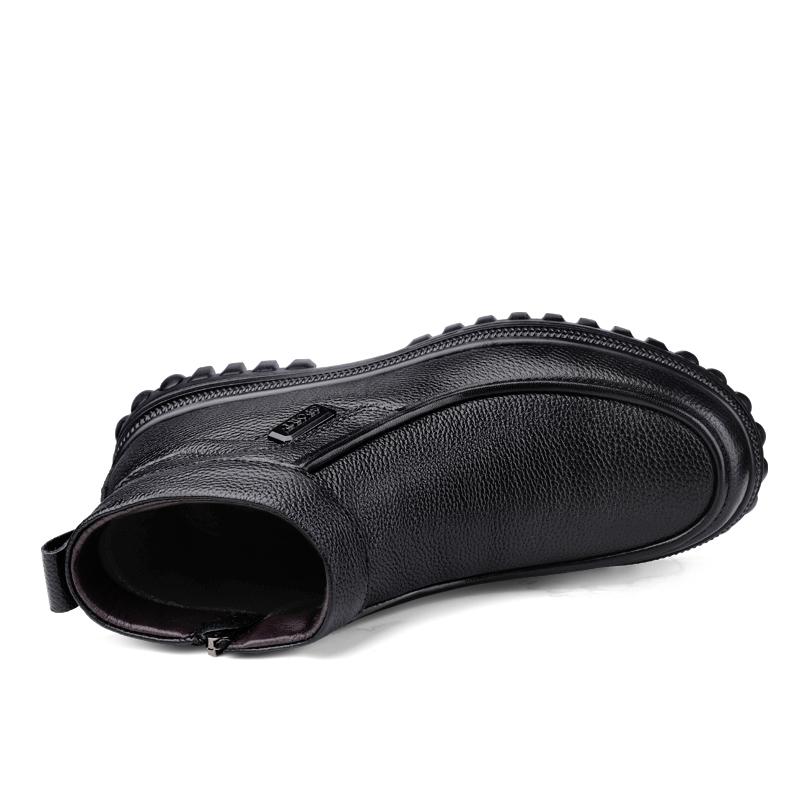 Плюс Большой Размер 49 50 51 Мужские Ботинки из Натуральной Кожи с Молниями Теплые Зимние Ботинки Оригинальная Коровья Кожа "Плюш" и "Без плюша"