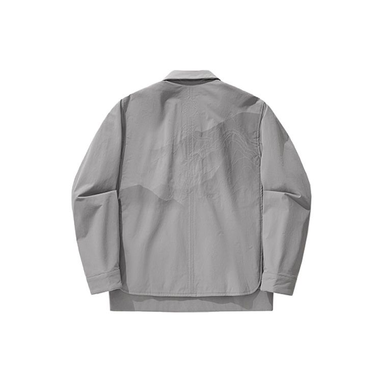 Li Ning X Jackie Chan Collaboration Kung Fu Series Однотонная повседневная свободная куртка с воротником-поло для мужчин, куртка Frost-Gray AFDU241-3