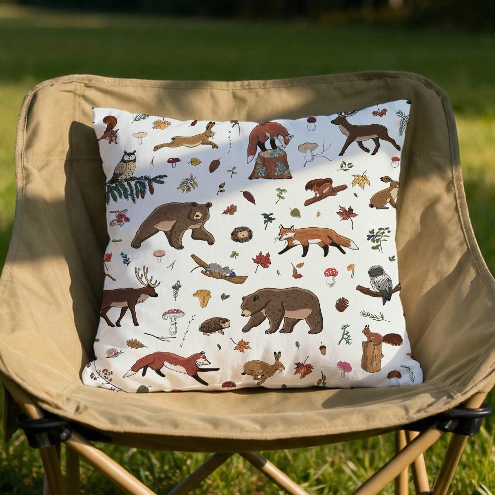 Forest Animals Printed Cushion Cover Soft Reversible Durable Pillow Cover MultiScene Use for Home Car Daily Comfort