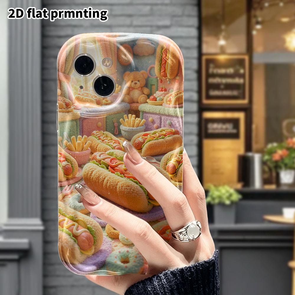 Phone case: 2D flat, suitable for iPhone 18 17 16 15 14 13 12 Pro, hot dog kitchen, perfect Christmas and Halloween holiday gift