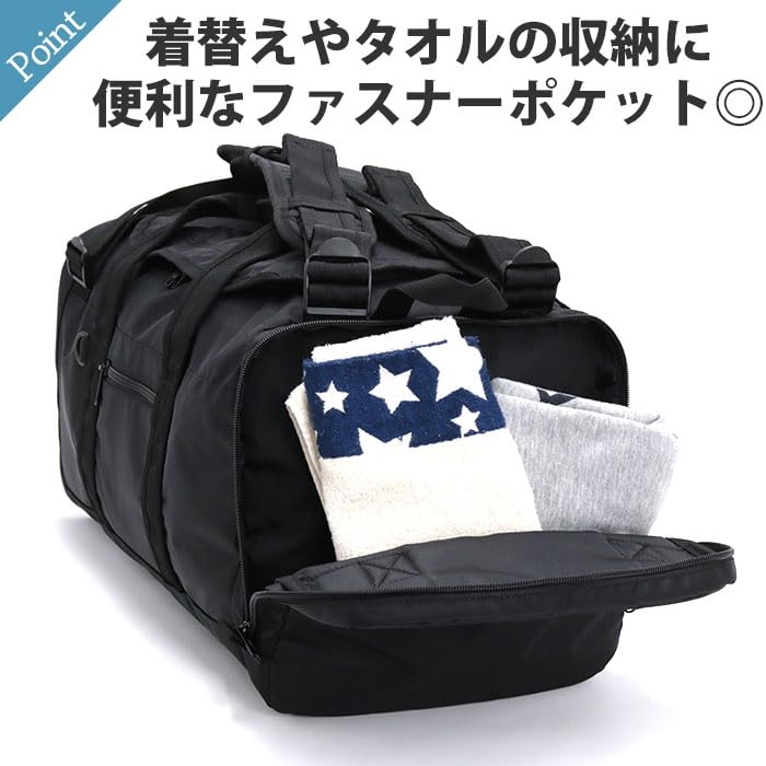 Boston Bag 2way Travel School Trip Backpack 35L Large Capacity Water Repellent Small Logo Black Black [Snoopy] spz-1221b Women's (SPZ-3295)