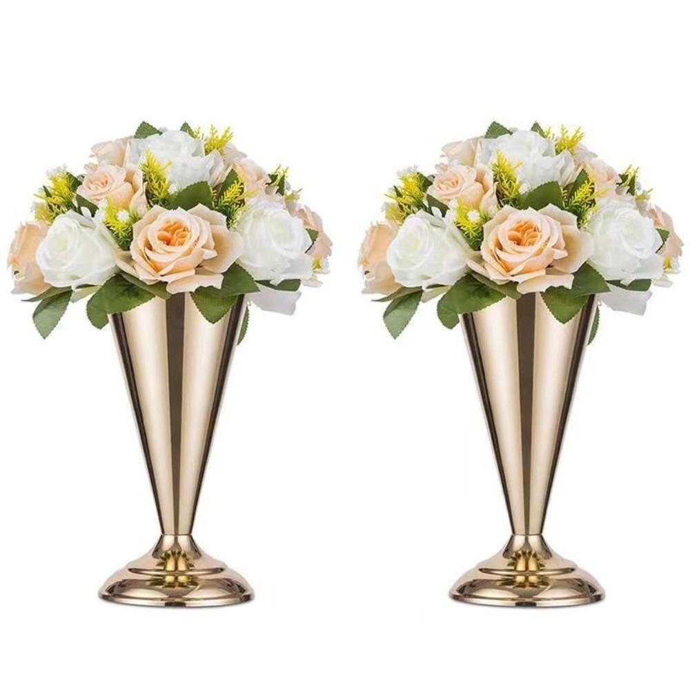 Golden Silver Wedding Flower Vases European Style Centerpiece Vases Elegant Candle Holder  Holiday