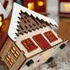Wood Christmas Cabin with Light Elegant Christmas Village Wood Houses with Soft Lighting Indoor Decors Gift