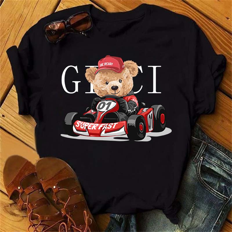 Одежда женская летняя футболка с принтом модные повседневные футболки Golf Bear с надписью 90-х годов тренд милые женские с коротким рукавом женская графика