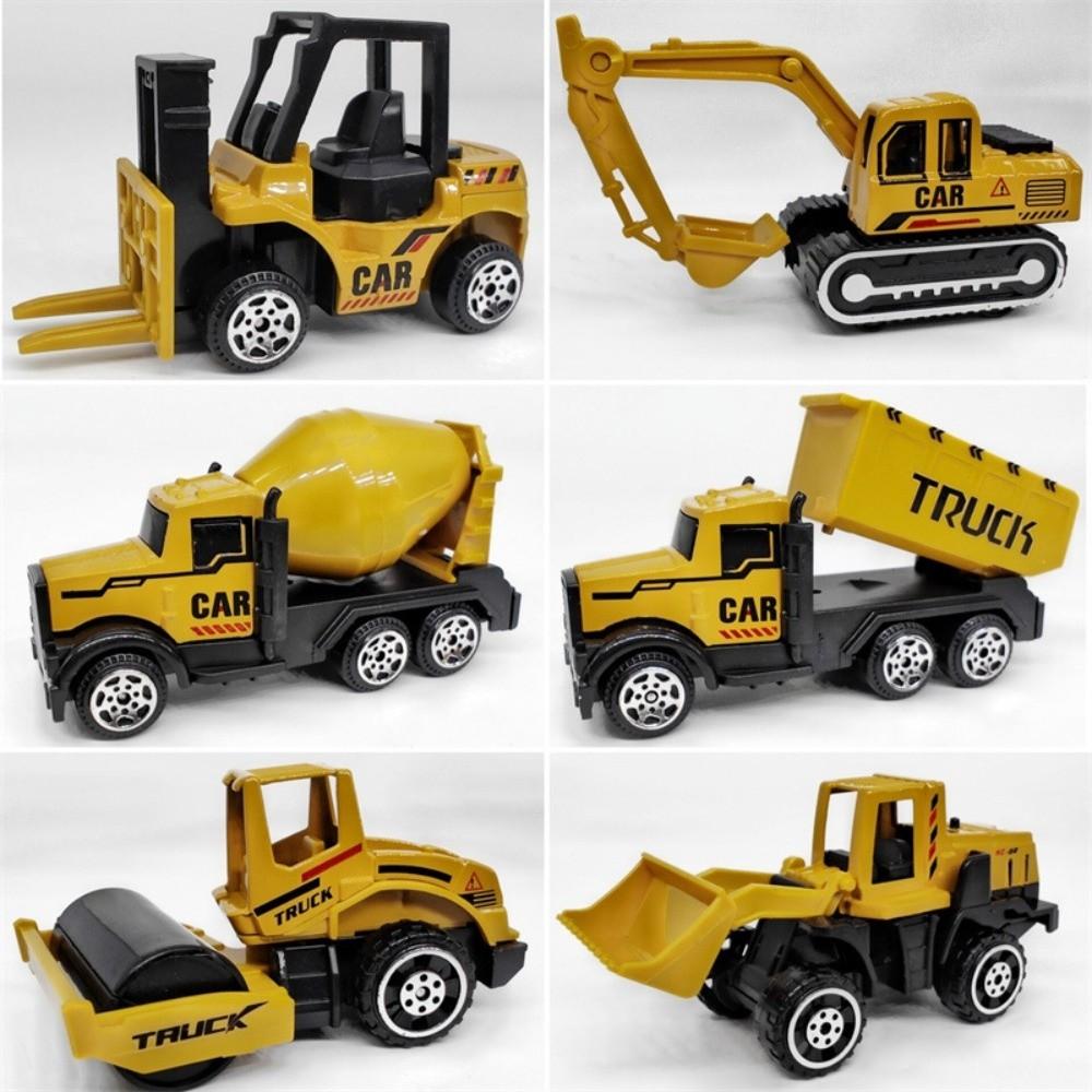 6pcs/set Zinc Zinc Alloy Construction Vehicle Set Diecast Zinc Zinc Alloy Toy Truck Set Excavator Toy Birthday Gift