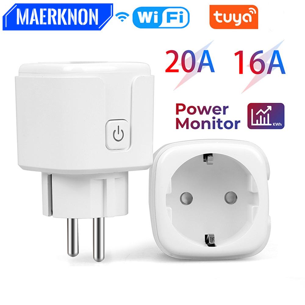 16A/20A EU Smart Socket WiFi Smart Plug Power Monitoring Timing Function Voice Control Works With Tuya APP Alexa Google Home