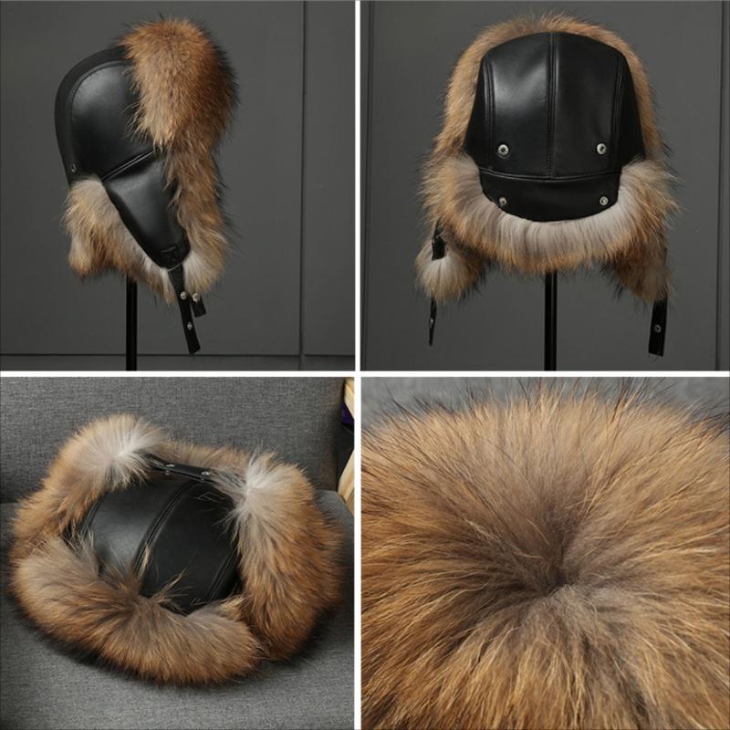 Женская шапка из 100% натурального меха из натурального меха чернобурки, пушистые шапки-ушанки, зимние толстые теплые модные шапки-бомберы с ушками