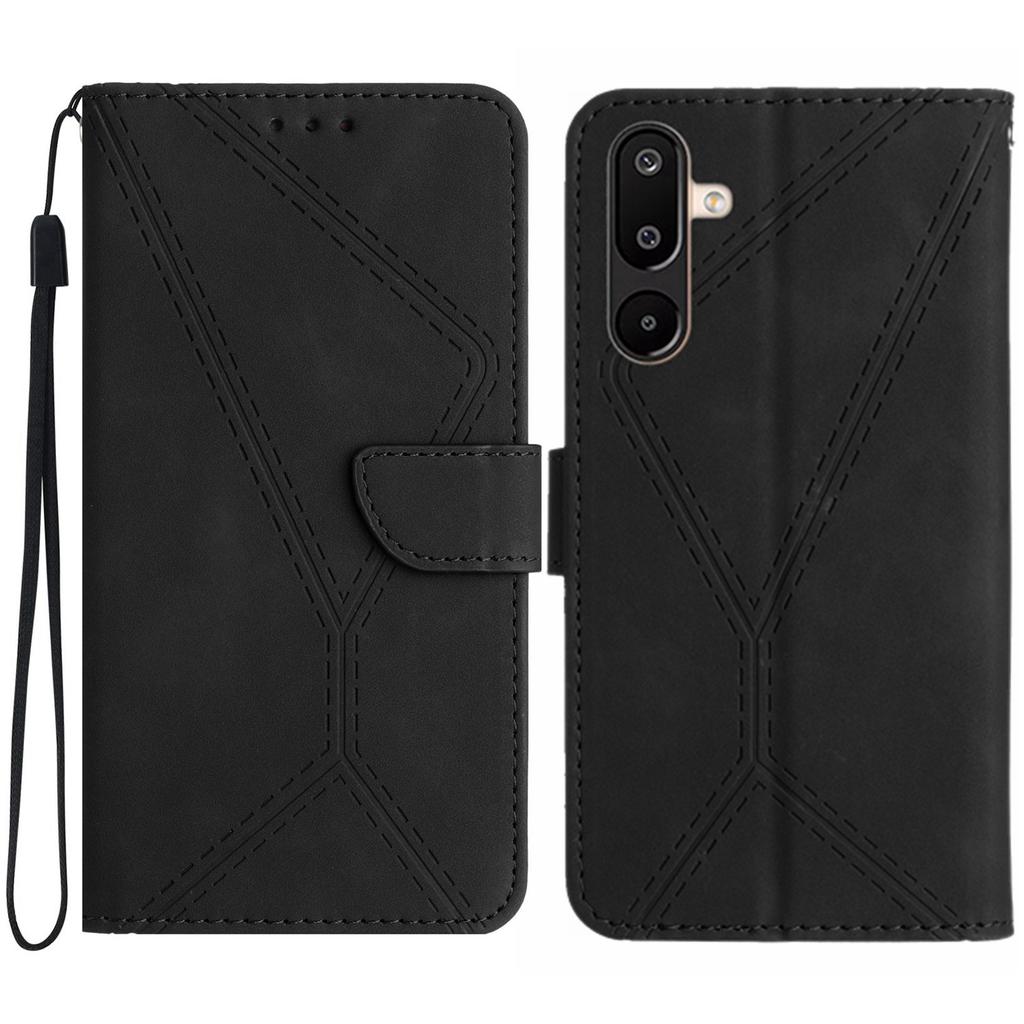 For Samsung Galaxy M36 5G Case Skin Touch Lines Imprinted PU Leather Flip Phone Cover