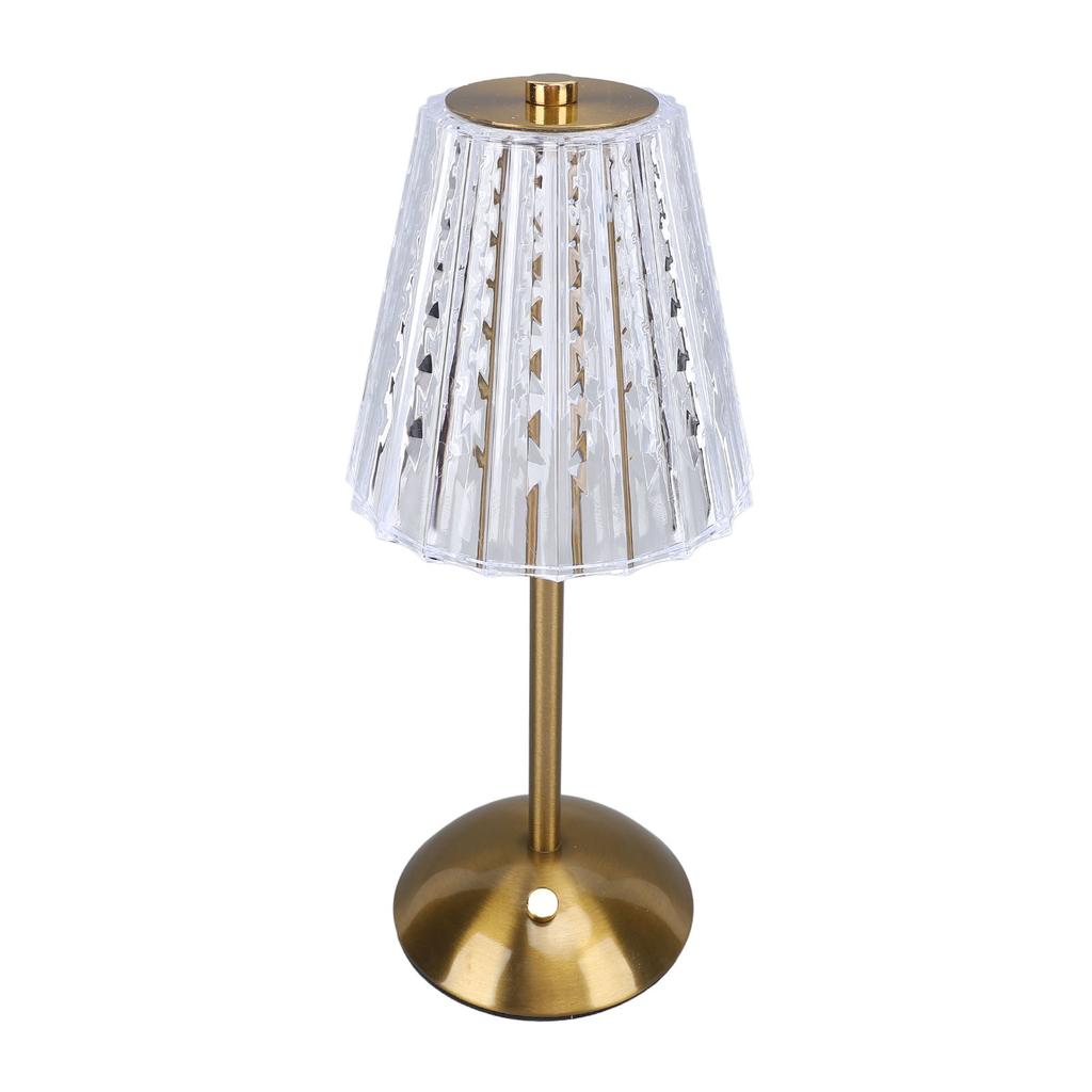 LED Cordless Crystal Table Lamp Stepless Dimmable 3 Color Temperature Touch Control USB Rechargeable