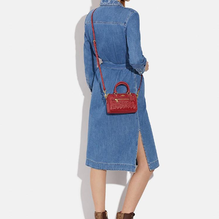 New COACH Rowan Smooth Calf Leather Shoulder Bag Crossbody Bag Handbag Mini Women's Red CC944-IMF8Q