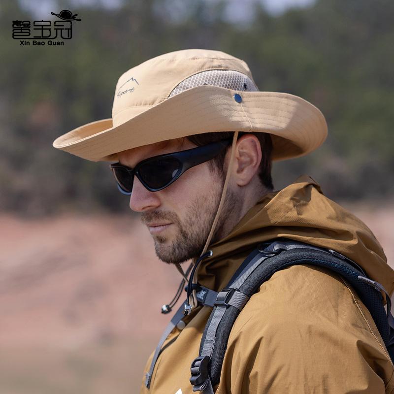 Летняя шляпа от солнца мужская для активного отдыха, альпинизма, рыбалки, быстросохнущая, с защитой от солнца, дышащая шляпа-ведро с широкими полями