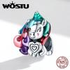 Enamel Cute Pony & Colored Hair 925 Sterling Silver Charm Beads Fit Original Bracelet Bangle DIY Fine Jewelry