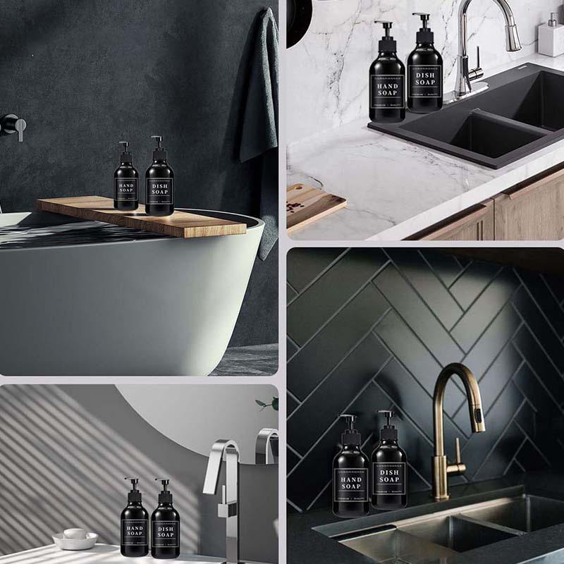 500 мл 2 упаковки дозатора мыла для кухонной раковины с насосом Бутылка для мыла для рук в ванной с водонепроницаемой этикеткой Контейнер для лосьона для ванной комнаты Диспенсер