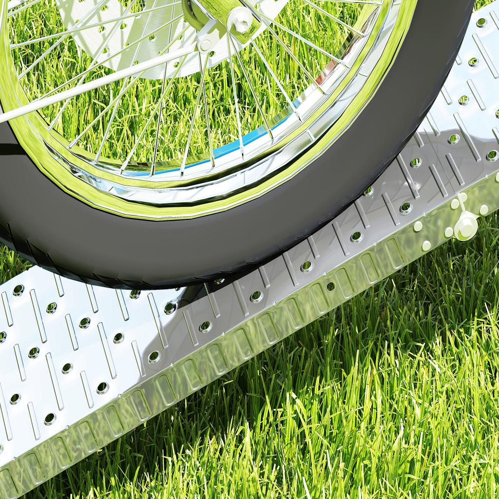 Foldable Loading Ramp 230 kg, Motorcycle Access Ramp in Galvanized Steel with Safety Straps, 190 x 22 x 8 cm, Silver
