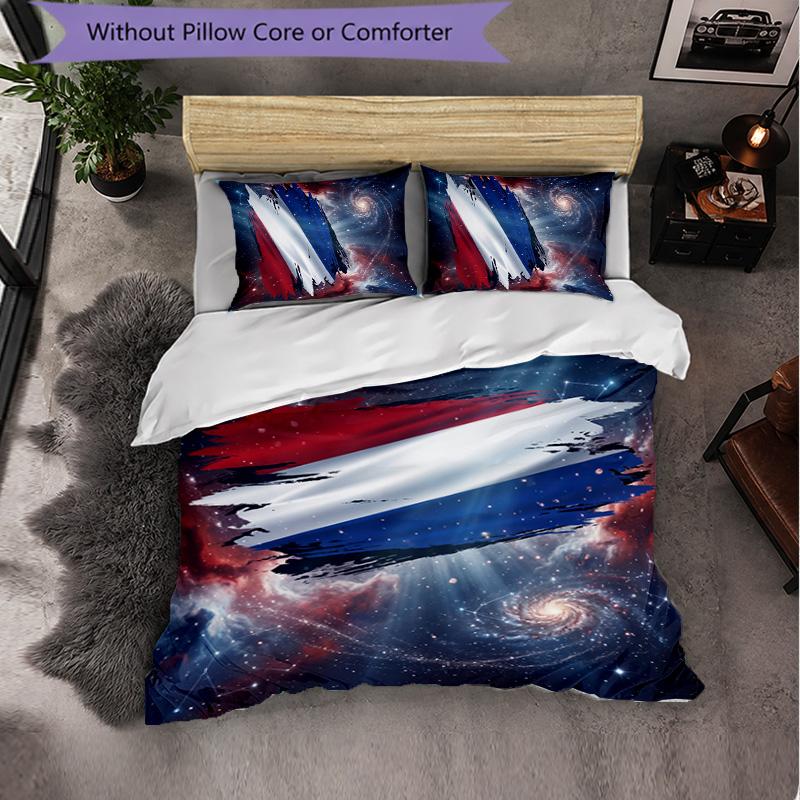 Netherlands Football Pattern 3 Pieces Bedding Set Soft Microfiber Duvet Cover with Pillow Cases for Bedroom