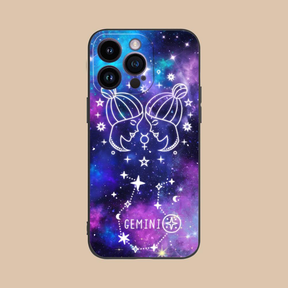 Чехол для мобильного телефона со знаком зодиака Близнецы для iPhone 17 16 15 14 13 12 11 X XR XS 8 7 Air Pro Max Plus Mini Цветной Чехол Роскошный