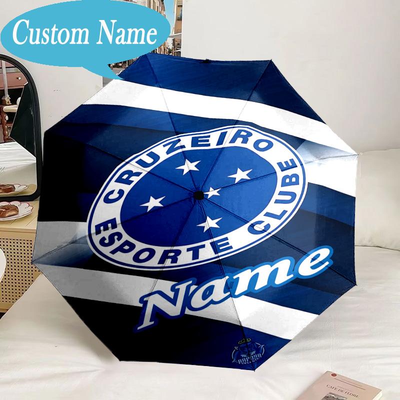 Custom Name Umbrella Cruzeiro FC Pride Umbrella 8-Frame for Travel, Camping, Casual Lightweight Portable, Essential for Family Gifts