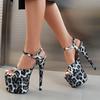 Сексуальные леопардовые сандалии Женская летняя обувь 2025 Роскошные платформы Высокие каблуки Модные красные разноцветные Туфли для вечеринок танцев стриптиза Леди
