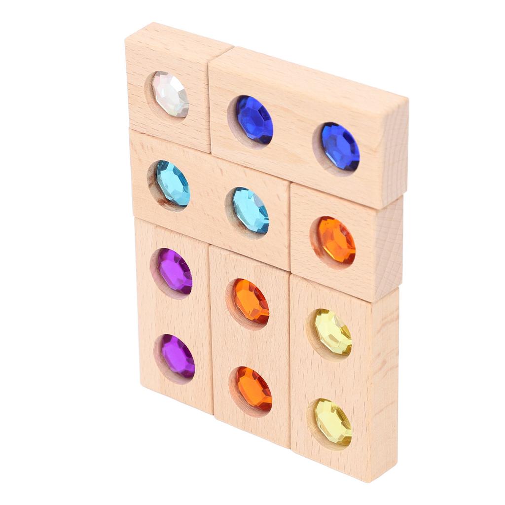 Деревянные акриловые оконные блоки Прозрачные бусины Игрушки для укладки Сверкающие камни Деревянный блок для укладки