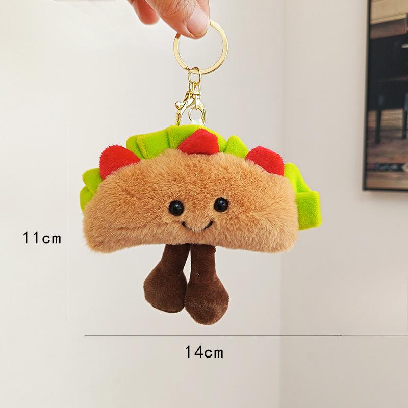 Милая подвеска в виде торта тако, плюшевая игрушка, кукла, сумка для сэндвичей, гамбургер, подвесной брелок, тряпичная кукла