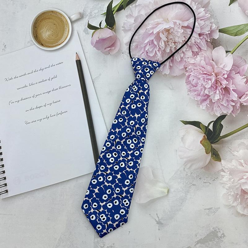 Homemade Small Tie Ins Short Cartoon Floral Printing Retro Chiffon Cute Personality Free Jk Women'S Tie Factory