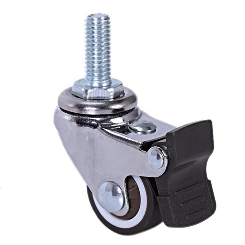 ABMH-12Pcs Mini Small Casters 1 Inch M8x15mm Tpe Silent Wheels With Brake Universal Casters Wheel