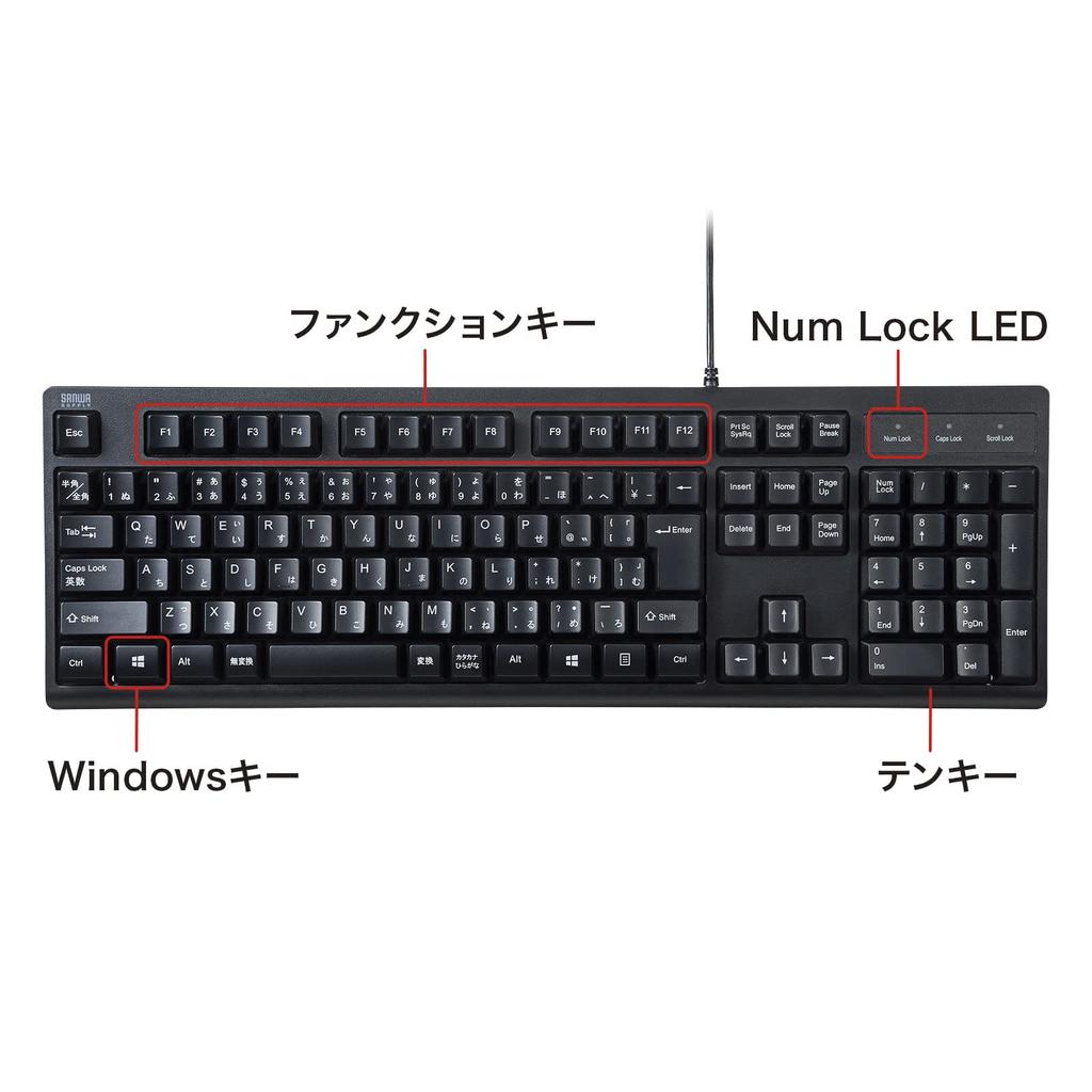 Sanwa Supply Japanese 109 Keyboard (Black) SKB-109PBK