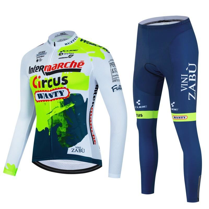 Mens Long Sleeve Cycling Jersey Set Breathable Quick-Dry Road Bike Outfit With Team Designs