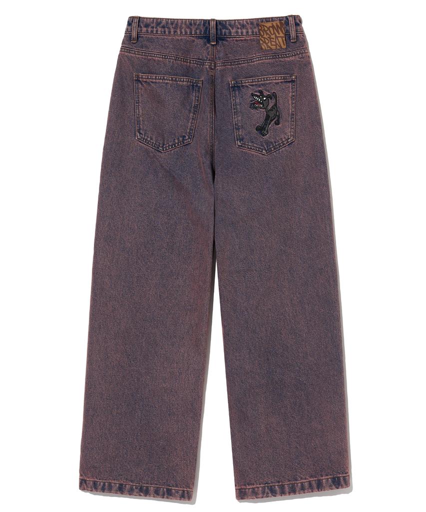 BROWNBREATH Hinder Post Wide Denim Pants - Purple