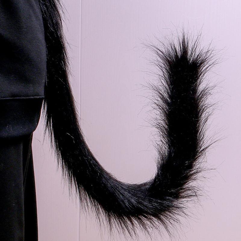 1PC Fox Cosplay Upturned Accessories Cat Tail Long Plush Simulation Beast Kids Lolita Costume Wolf