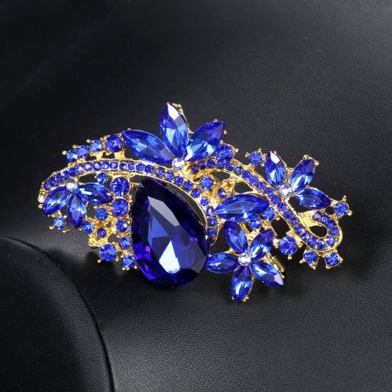 Waterdrop Faux Crystal Flower Brooch Rhinestone Elegant Clothing Accessories Sweater Cardigan Coat Business Suit Lapel Pin Fashion Jewelry Gift