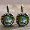 1 Pair Dragon's Eye Bronze Trendy Glass Cabochon 15MM Lever Back Earrings