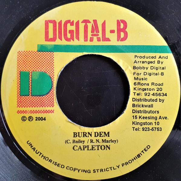 7-дюймовая пластинка CAPLETON Burn Dem NONE DigitalB 2004 Ямайка Регги Ска Даб Б/у