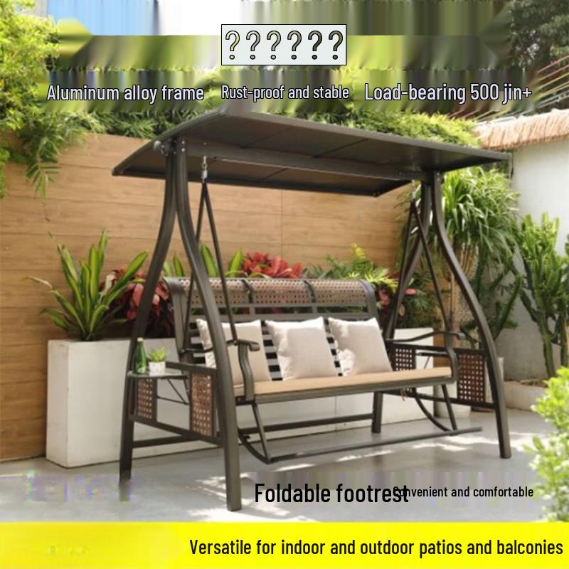 R71 Wrought Iron 3-Seater Garden Swing Chair