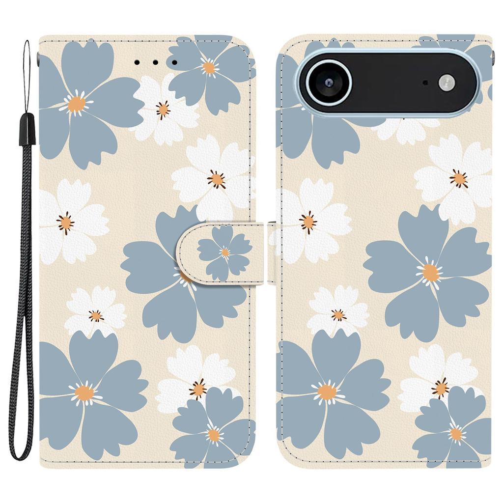 Для iPhone 17 Air Чехол-кошелек с принтом из кожи, подставка, чехол для телефона с ремешком