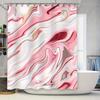 Abstract Swirls Shower Curtain Pink and White Marble Pattern Bathroom Decor Waterproof Print Polyester Fabric Shower Paneling Dr